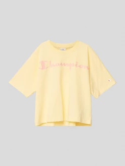 CHAMPION T-Shirt Mit Label-Schriftzug - Hellgelb