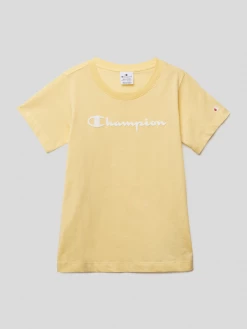 CHAMPION T-Shirt Mit Label-Schriftzug - Hellgelb