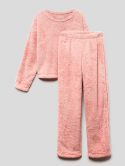 Schiesser Pyjama In Teddyfell-Optik Modell 'Feeling At Home' - Rosé