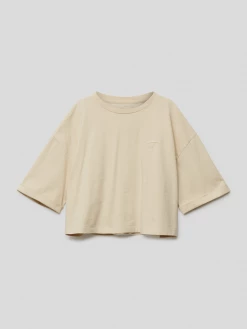 Mango Cropped T-Shirt Mit Stitching - Hellrosa