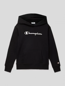 CHAMPION Hoodie Mit Label-Print - Schwarz