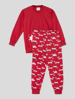 Calida Pyjama Mit Motiv-Print - Rot