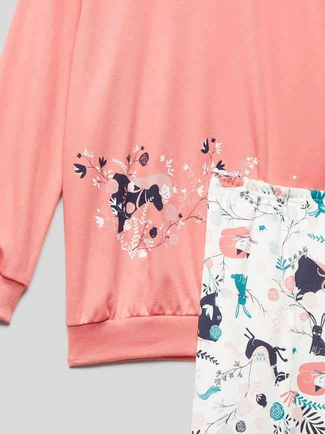 Calida Pyjama Mit Motiv-Print Modell 'Princess' - Apricot – Bild 2