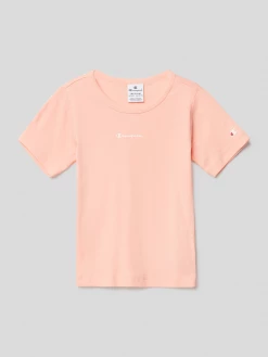 CHAMPION T-Shirt Mit Minimalistischem Label-Schriftzug - Apricot