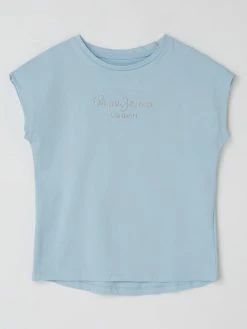Pepe Jeans T-Shirt Mit Strasssteinen Modell 'Nuria' - Bleu