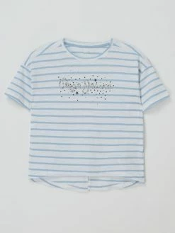 Pepe Jeans T-Shirt Mit Strasssteinen Modell 'Happy' - Bleu