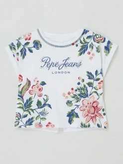 Pepe Jeans Boxy Fit T-Shirt Mit Strasssteinen Modell 'Halica' - Weiß