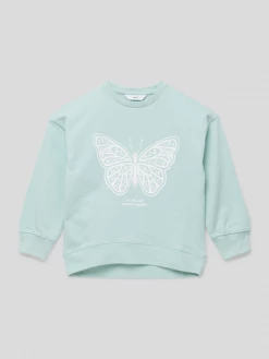 Mango Sweatshirt Mit Statement-Print Modell 'Dublini' - Mint