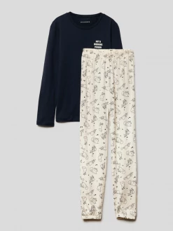 Schiesser Pyjama Mit Allover-Muster Modell 'Natural Rhythm' - Graphit