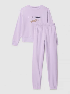 Schiesser Pyjama Mit Motiv-Print Modell 'Tommorows World' - Flieder