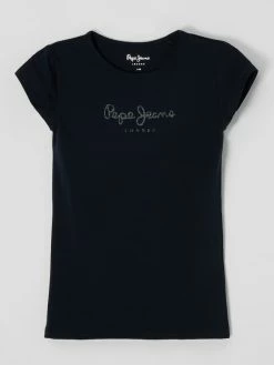 Pepe Jeans T-Shirt Mit Logo-Print Modell 'Hana' - Marineblau