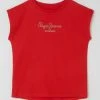 Pepe Jeans T-Shirt Mit Strasssteinen Modell 'Nuria' - Rot