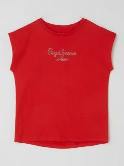 Pepe Jeans T-Shirt Mit Strasssteinen Modell 'Nuria' - Rot