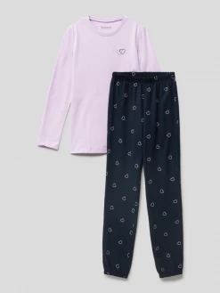 Schiesser Pyjama Mit Motiv-Print Modell 'Tomorrows World' - Flieder